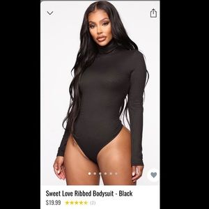 Black ribbed bodysuit. New although tag is off.